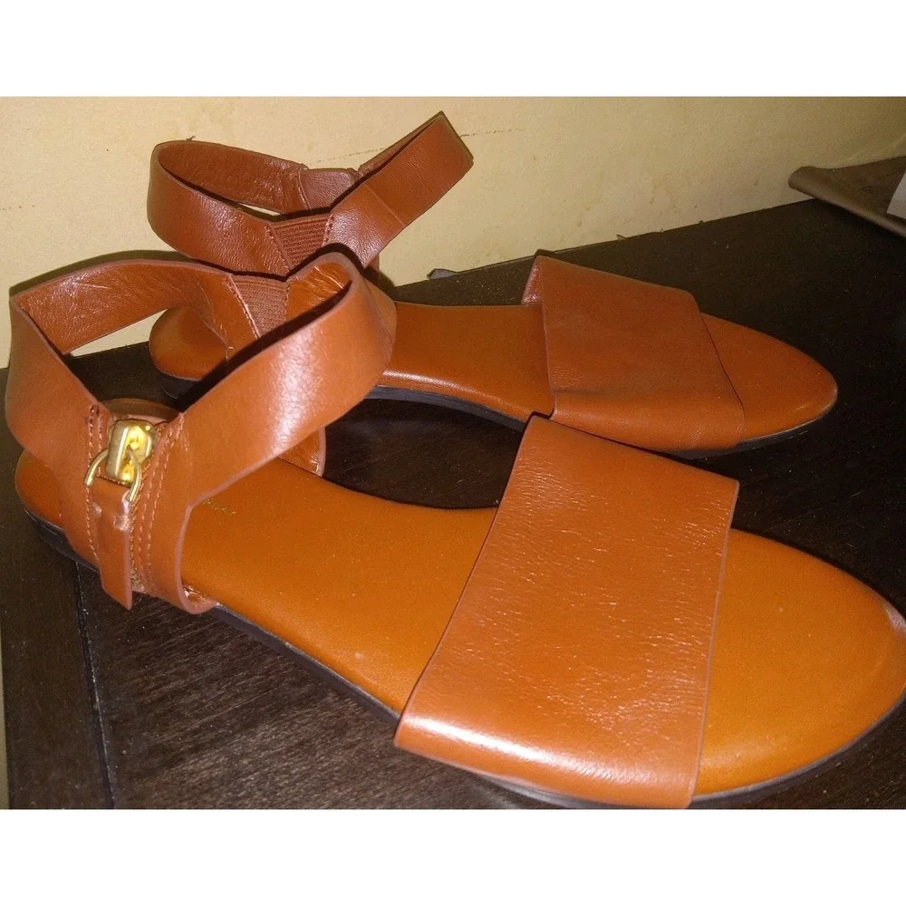 Kate Spade Saturday Women's Size‎ 6 Leather Strappy Sandals Brown Shoes Zip Up